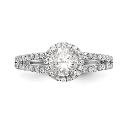 14K White Gold Round Simulated Diamond Halo Engagement Ring