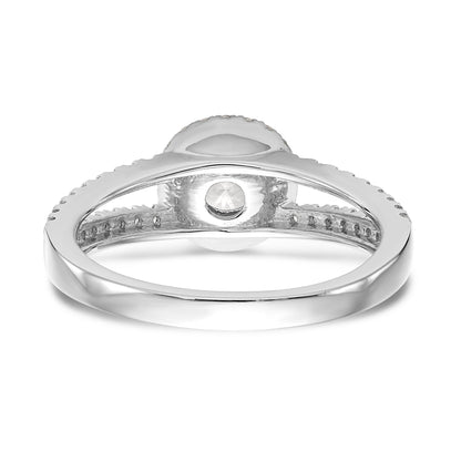 14K White Gold Round Simulated Diamond Halo Engagement Ring