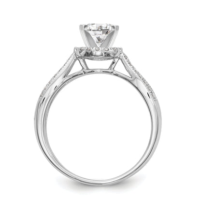 14KW Peg Set Simulated Diamond Round Halo Engagement Ring