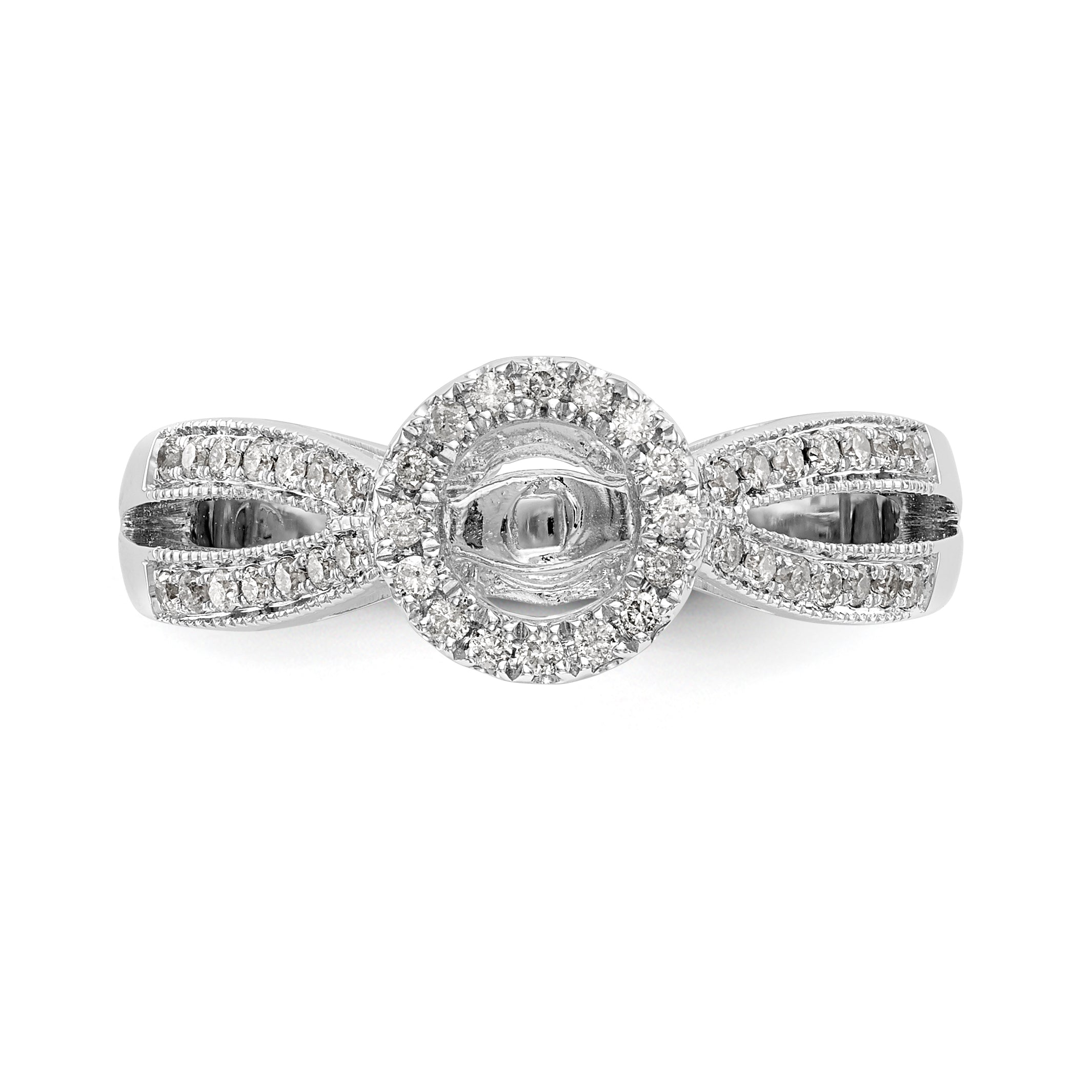 14KW Peg Set Simulated Diamond Round Halo Engagement Ring