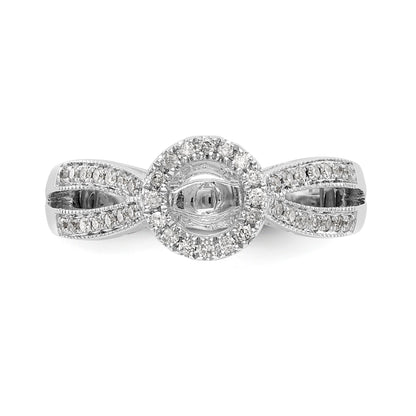 14KW Peg Set Simulated Diamond Round Halo Engagement Ring
