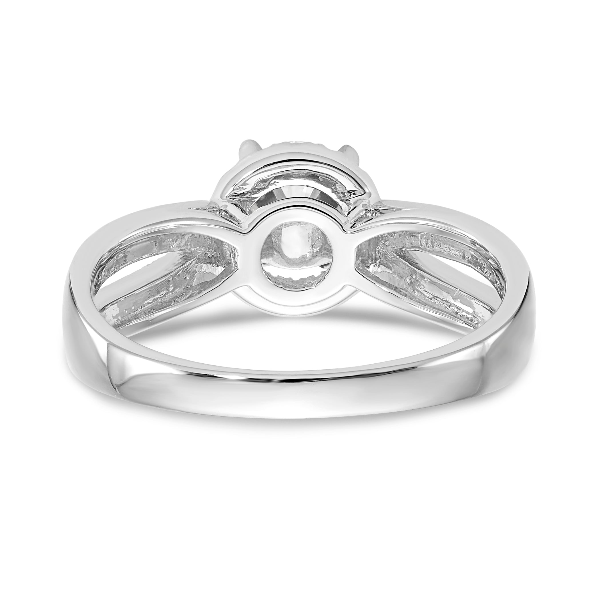 14KW Peg Set Simulated Diamond Round Halo Engagement Ring