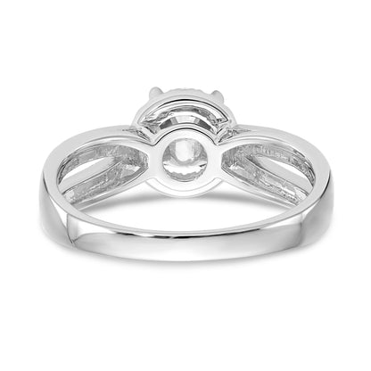 14KW Peg Set Simulated Diamond Round Halo Engagement Ring