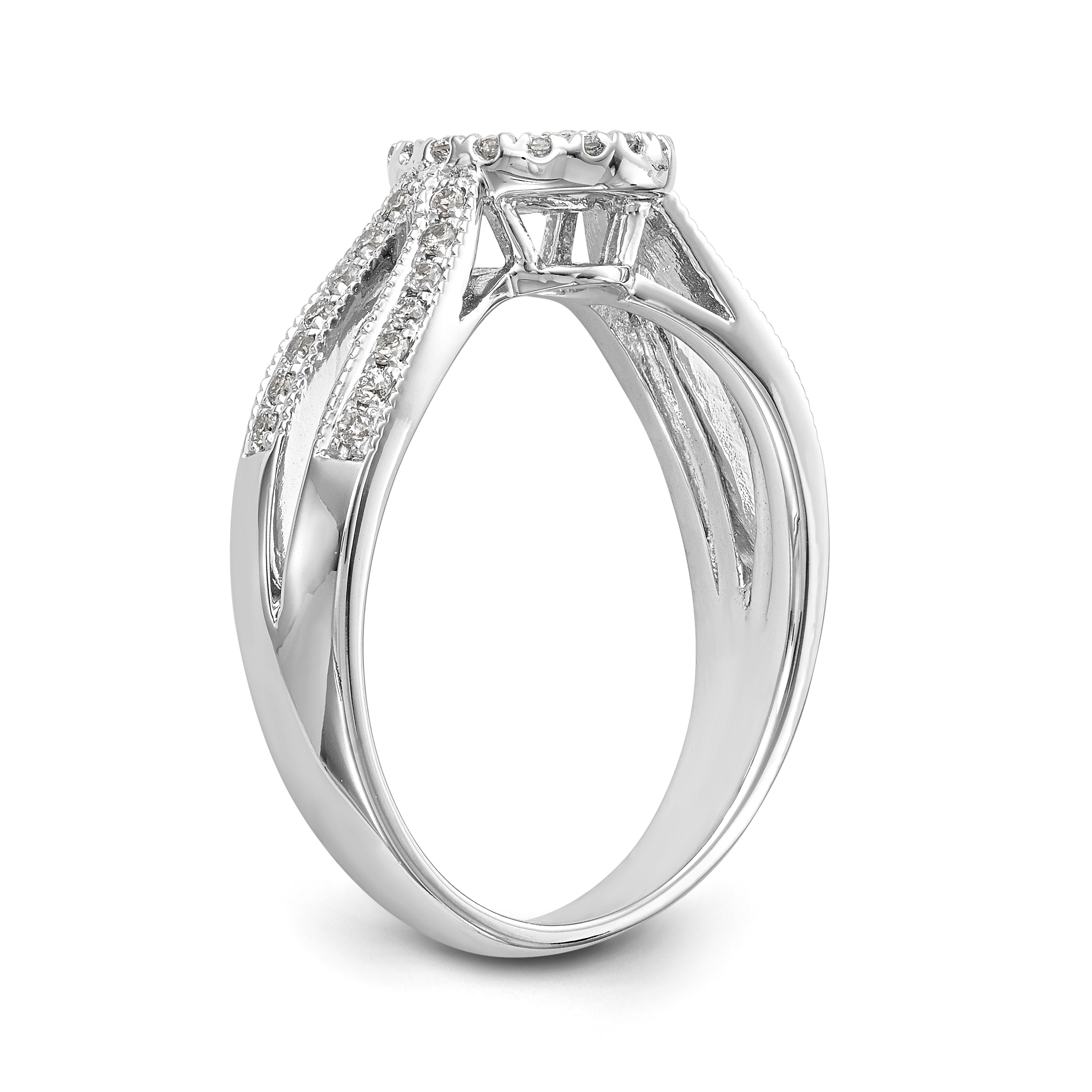 14KW Peg Set Simulated Diamond Round Halo Engagement Ring