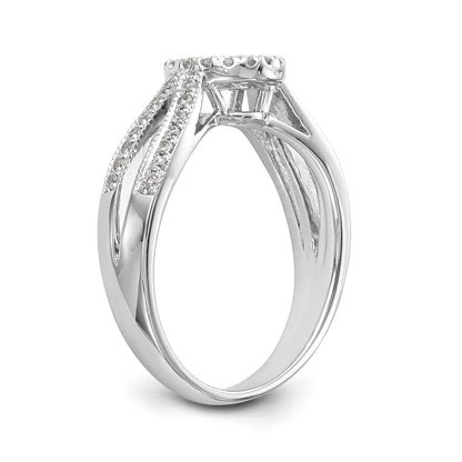 14KW Peg Set Simulated Diamond Round Halo Engagement Ring