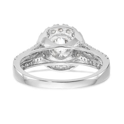 14K White Gold Round Simulated Diamond Halo Engagement Ring