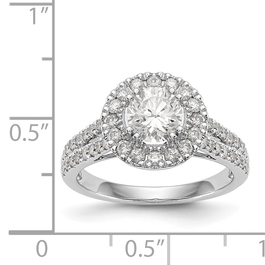 14K White Gold Round Simulated Diamond Halo Engagement Ring