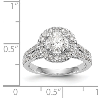 14K White Gold Round Simulated Diamond Halo Engagement Ring
