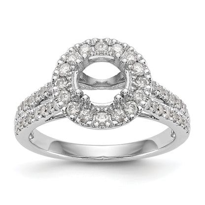 14K White Gold Round Simulated Diamond Halo Engagement Ring