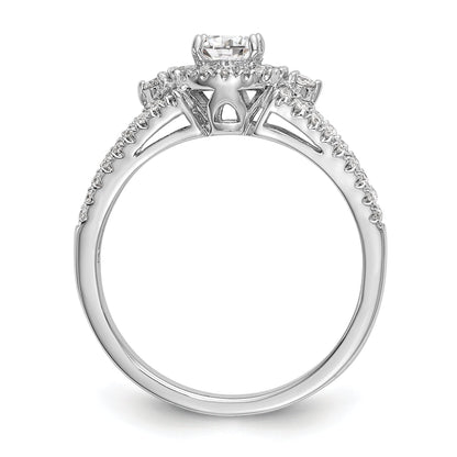 14K White Gold Round Simulated Diamond Halo Engagement Ring