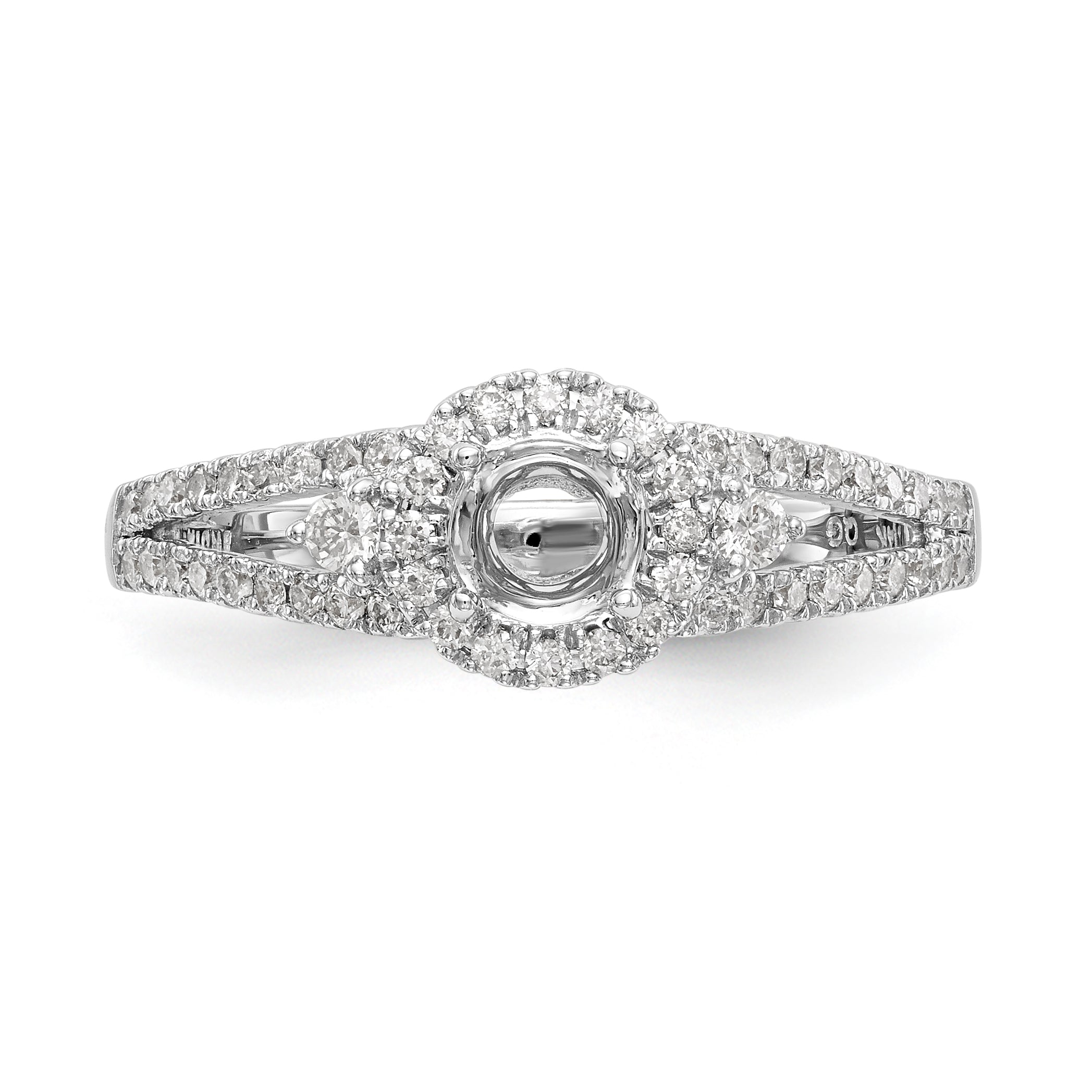 14K White Gold Round Simulated Diamond Halo Engagement Ring