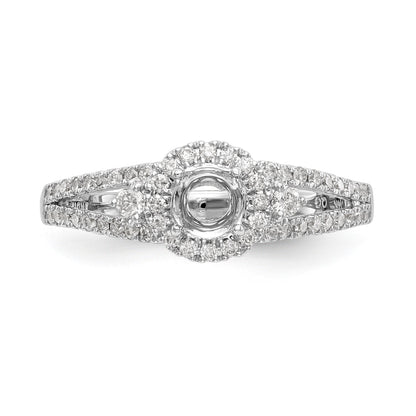 14K White Gold Round Simulated Diamond Halo Engagement Ring