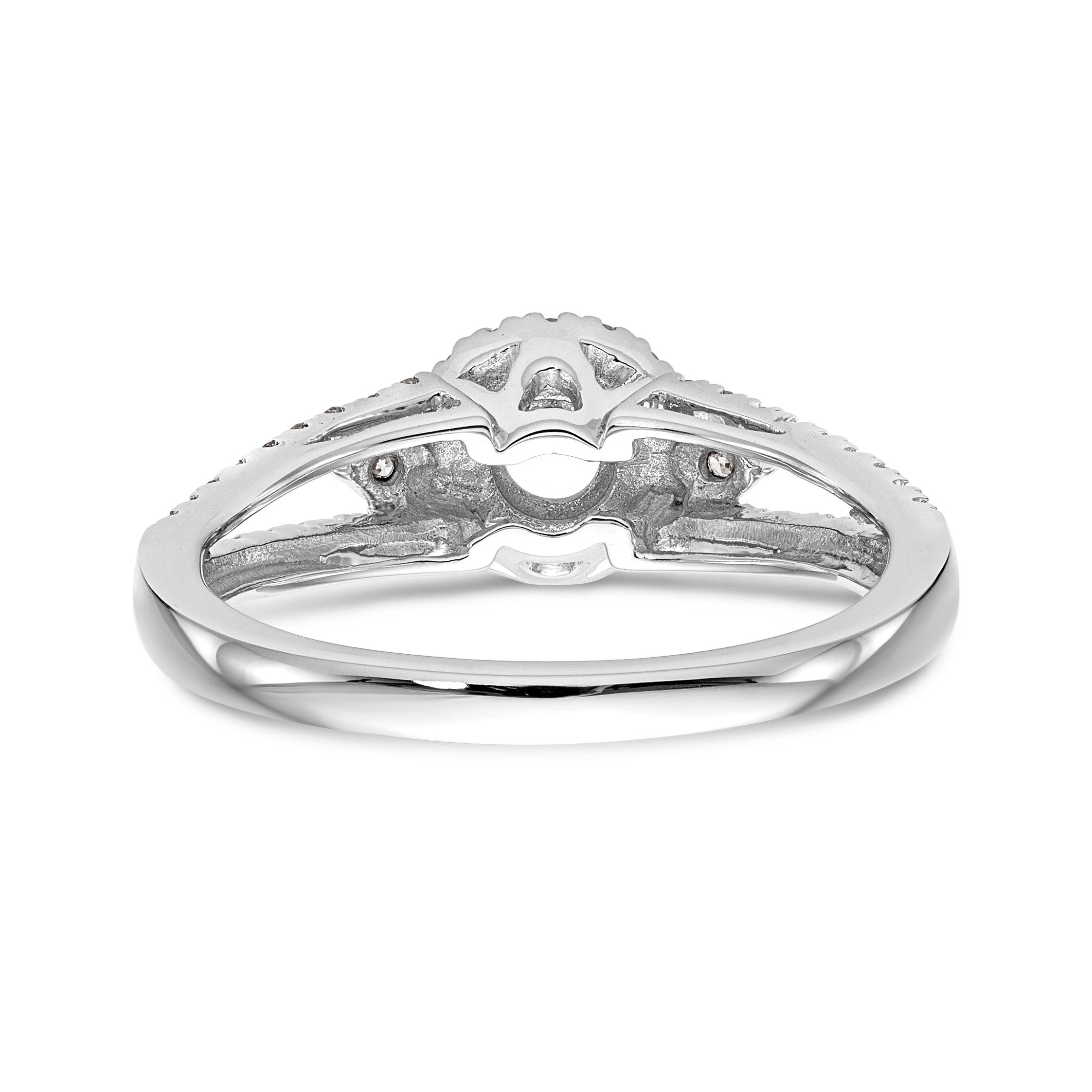 14K White Gold Round Simulated Diamond Halo Engagement Ring