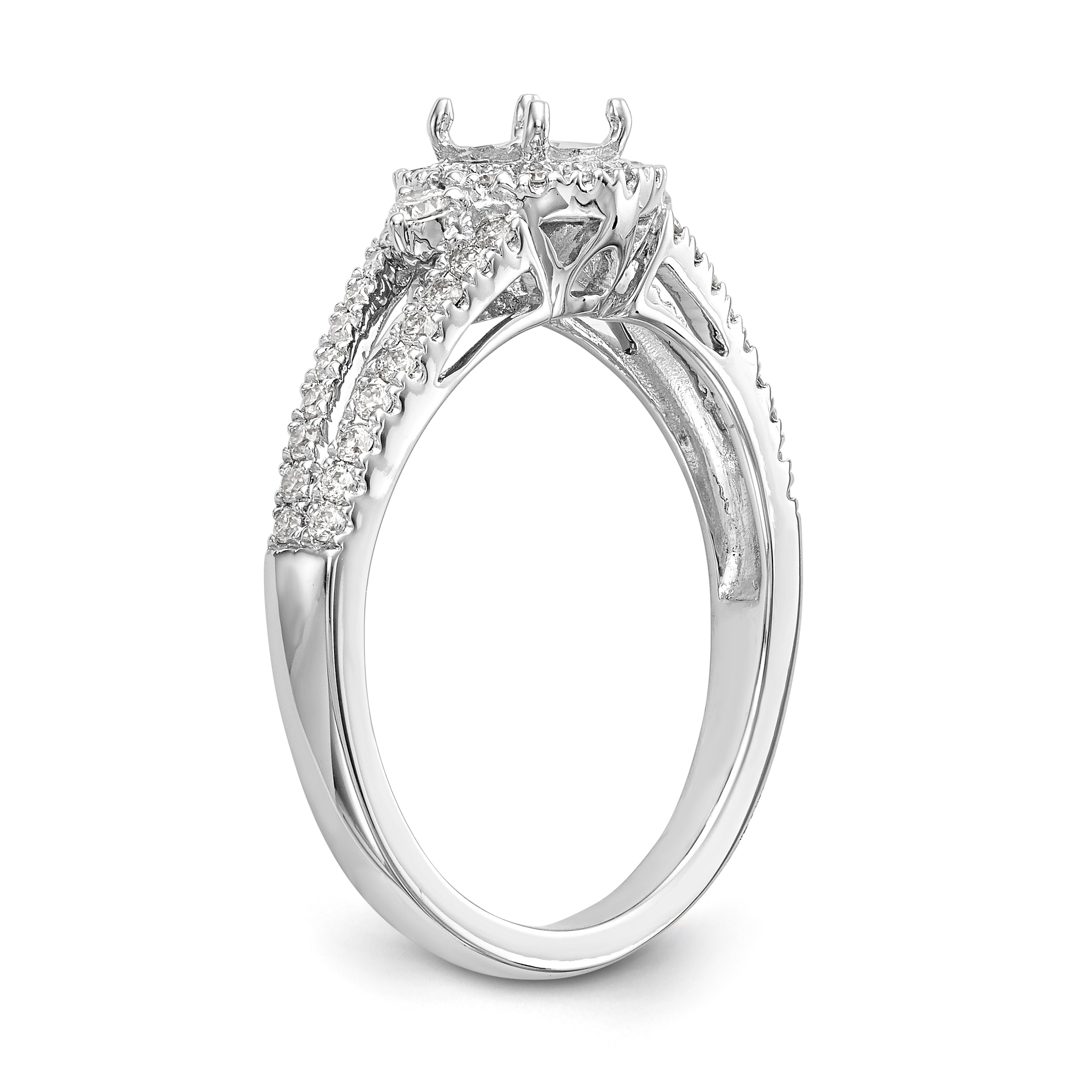 14K White Gold Round Simulated Diamond Halo Engagement Ring