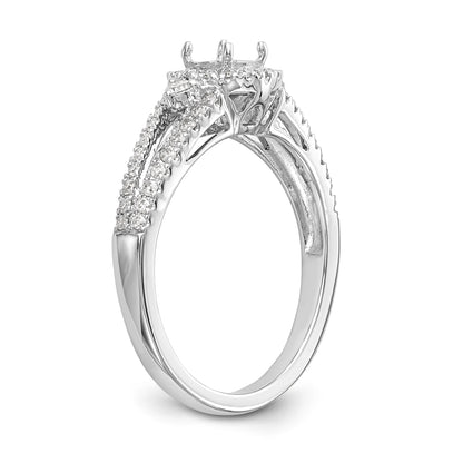 14K White Gold Round Simulated Diamond Halo Engagement Ring