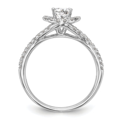 14K White Gold Round Simulated Diamond Halo Engagement Ring