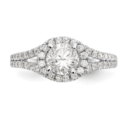 14K White Gold Round Simulated Diamond Halo Engagement Ring