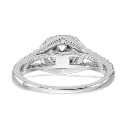 14K White Gold Round Simulated Diamond Halo Engagement Ring