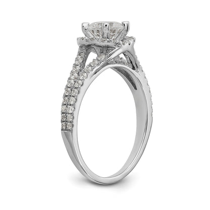 14K White Gold Round Simulated Diamond Halo Engagement Ring