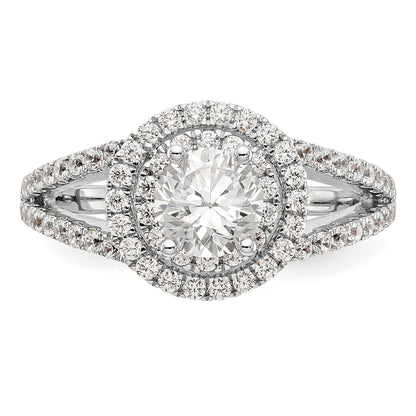 14KW Round Simulated Diamond Double Halo Engagement Ring