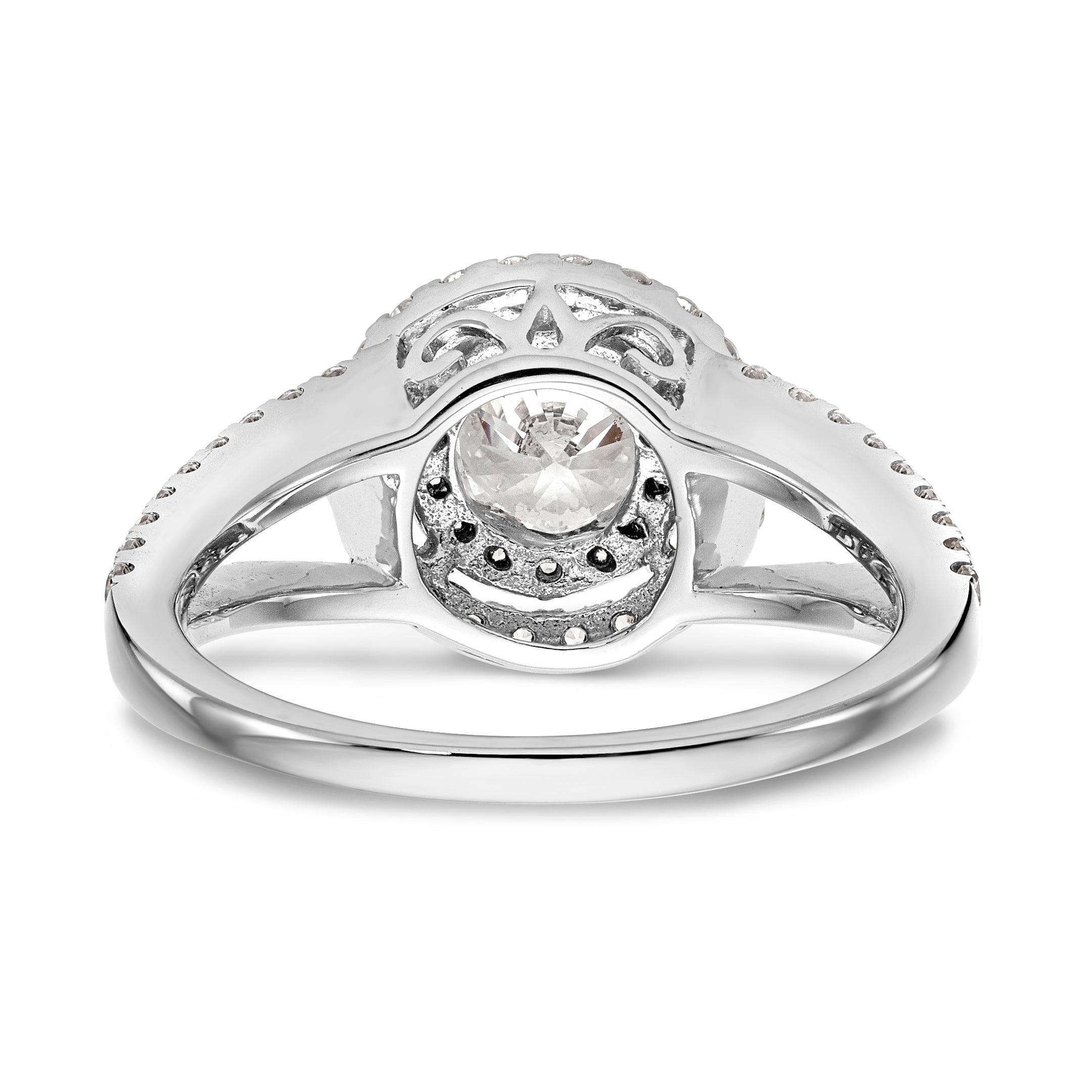 14KW Round Simulated Diamond Double Halo Engagement Ring