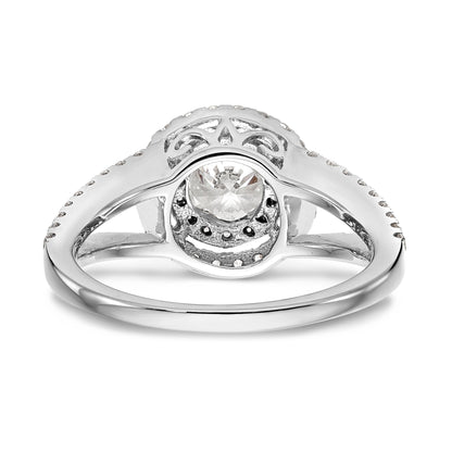 14KW Round Simulated Diamond Double Halo Engagement Ring
