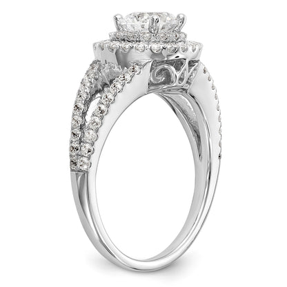 14KW Round Simulated Diamond Double Halo Engagement Ring