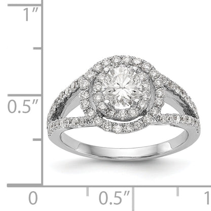14KW Round Simulated Diamond Double Halo Engagement Ring