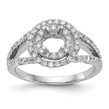 14KW Round Simulated Diamond Double Halo Engagement Ring