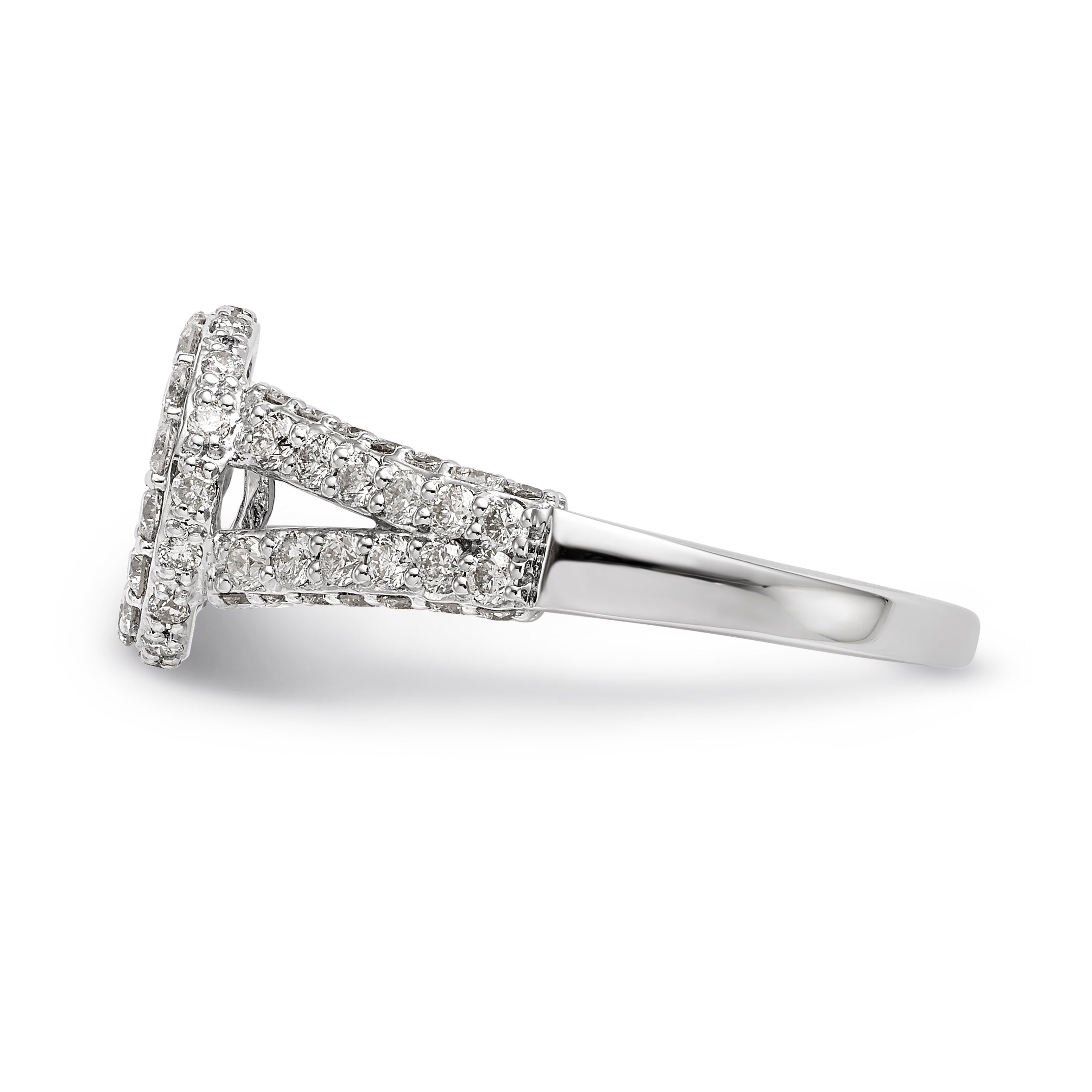 14KW Peg Set Simulated Diamond Round Halo Engagement Ring