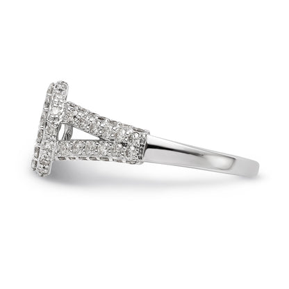 14KW Peg Set Simulated Diamond Round Halo Engagement Ring