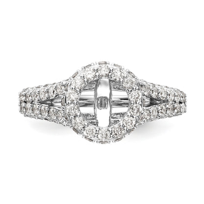 14KW Peg Set Simulated Diamond Round Halo Engagement Ring