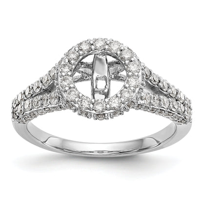 14KW Peg Set Simulated Diamond Round Halo Engagement Ring