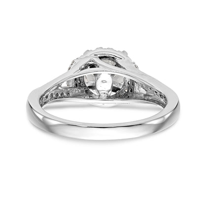 14K White Gold Round Simulated Diamond Halo Engagement Ring