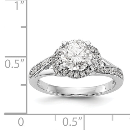 14K White Gold Round Simulated Diamond Halo Engagement Ring