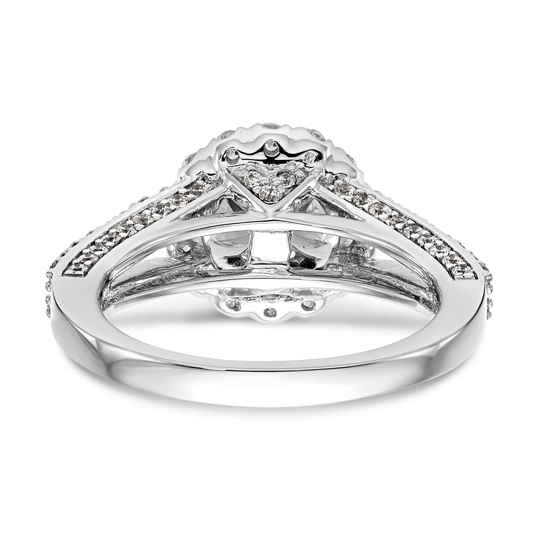 14K White Gold Round Simulated Diamond Halo Engagement Ring