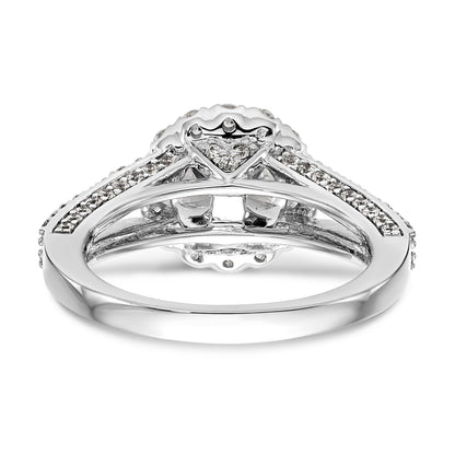 14K White Gold Round Simulated Diamond Halo Engagement Ring