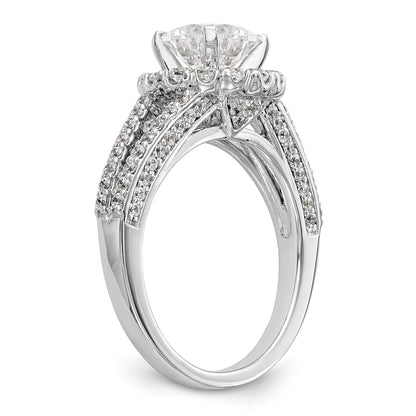 14K White Gold Round Simulated Diamond Halo Engagement Ring