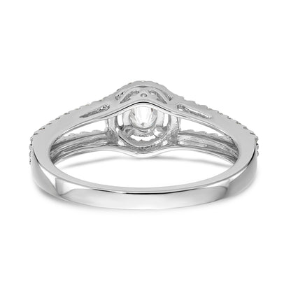 14K White Gold Round Simulated Diamond Halo Engagement Ring