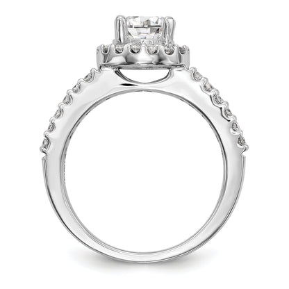 14K White Gold Round Simulated Diamond Halo Engagement Ring