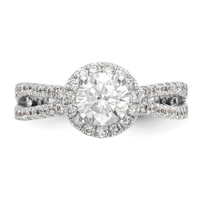 14K White Gold Round Simulated Diamond Halo Engagement Ring