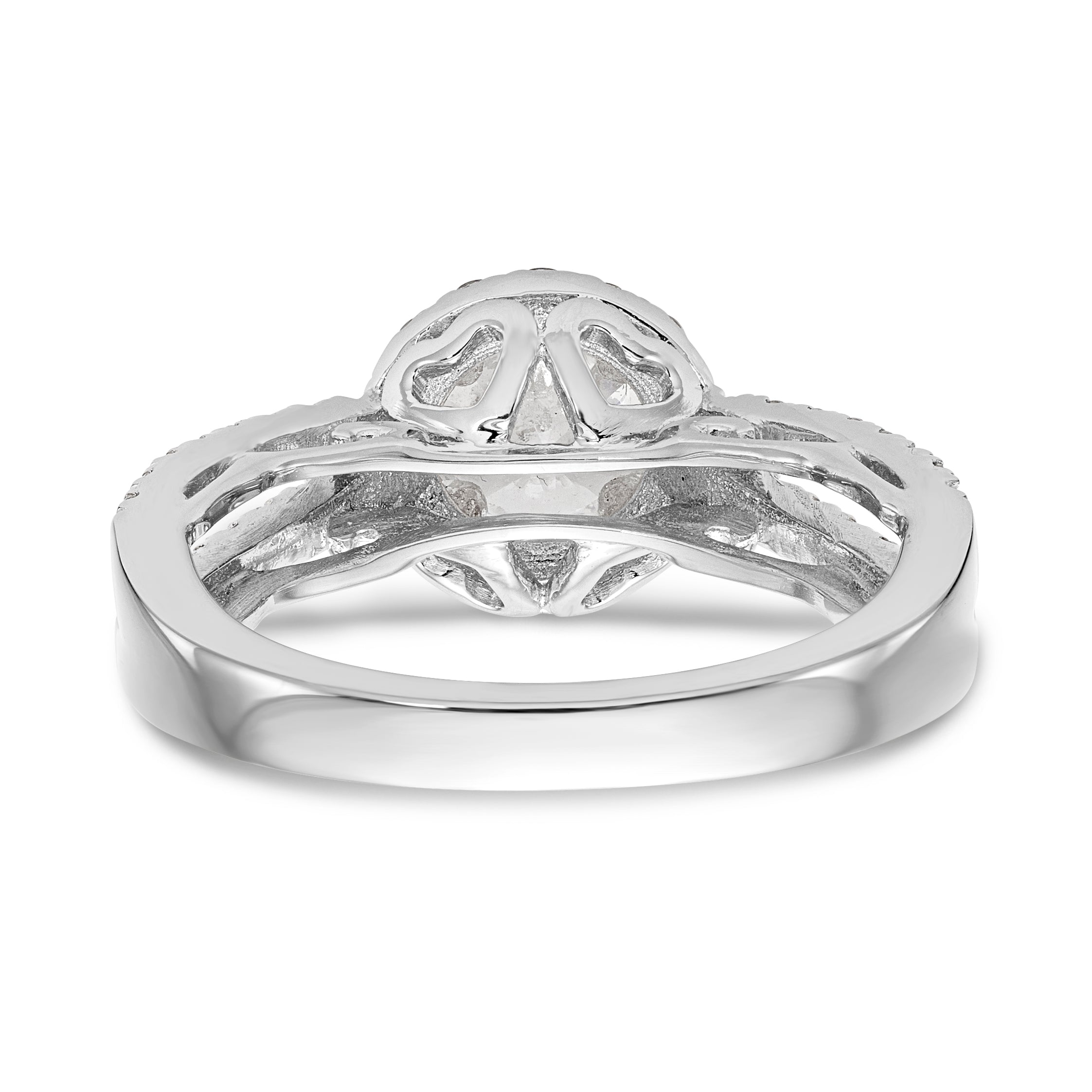 14K White Gold Round Simulated Diamond Halo Engagement Ring