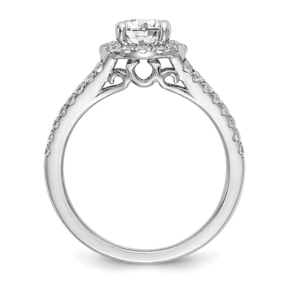 14K White Gold Round Simulated Diamond Halo Engagement Ring