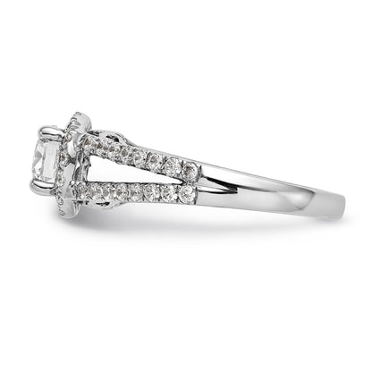 14K White Gold Round Simulated Diamond Halo Engagement Ring