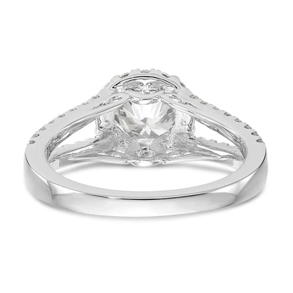 14K White Gold Round Simulated Diamond Halo Engagement Ring