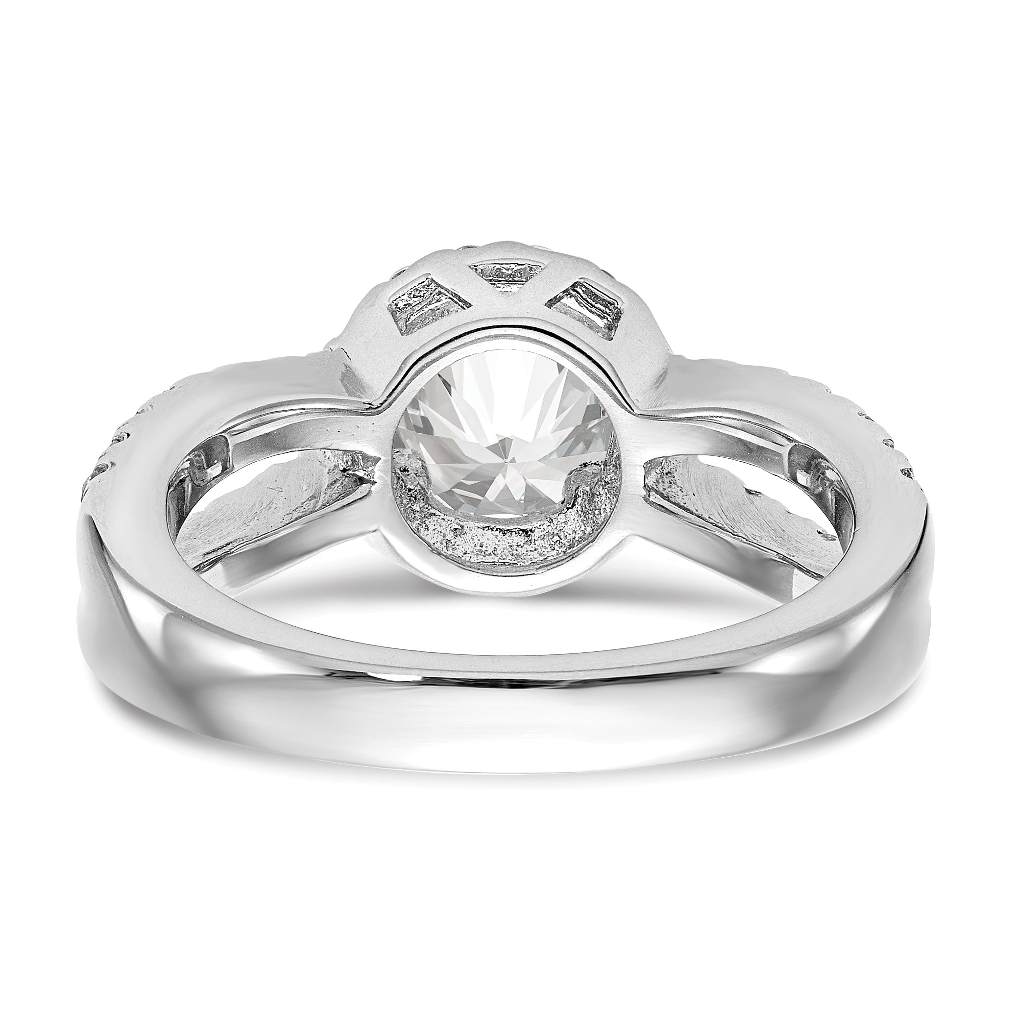 14K White Gold Round Simulated Diamond Halo Engagement Ring