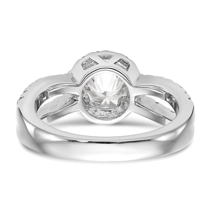 14K White Gold Round Simulated Diamond Halo Engagement Ring