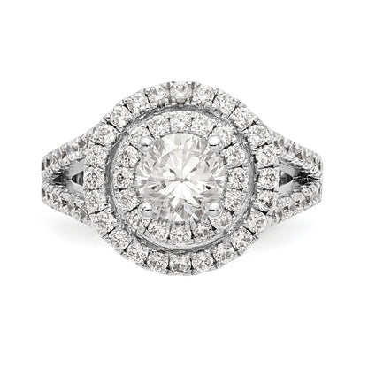14KW Round Simulated Diamond Double Halo Engagement Ring