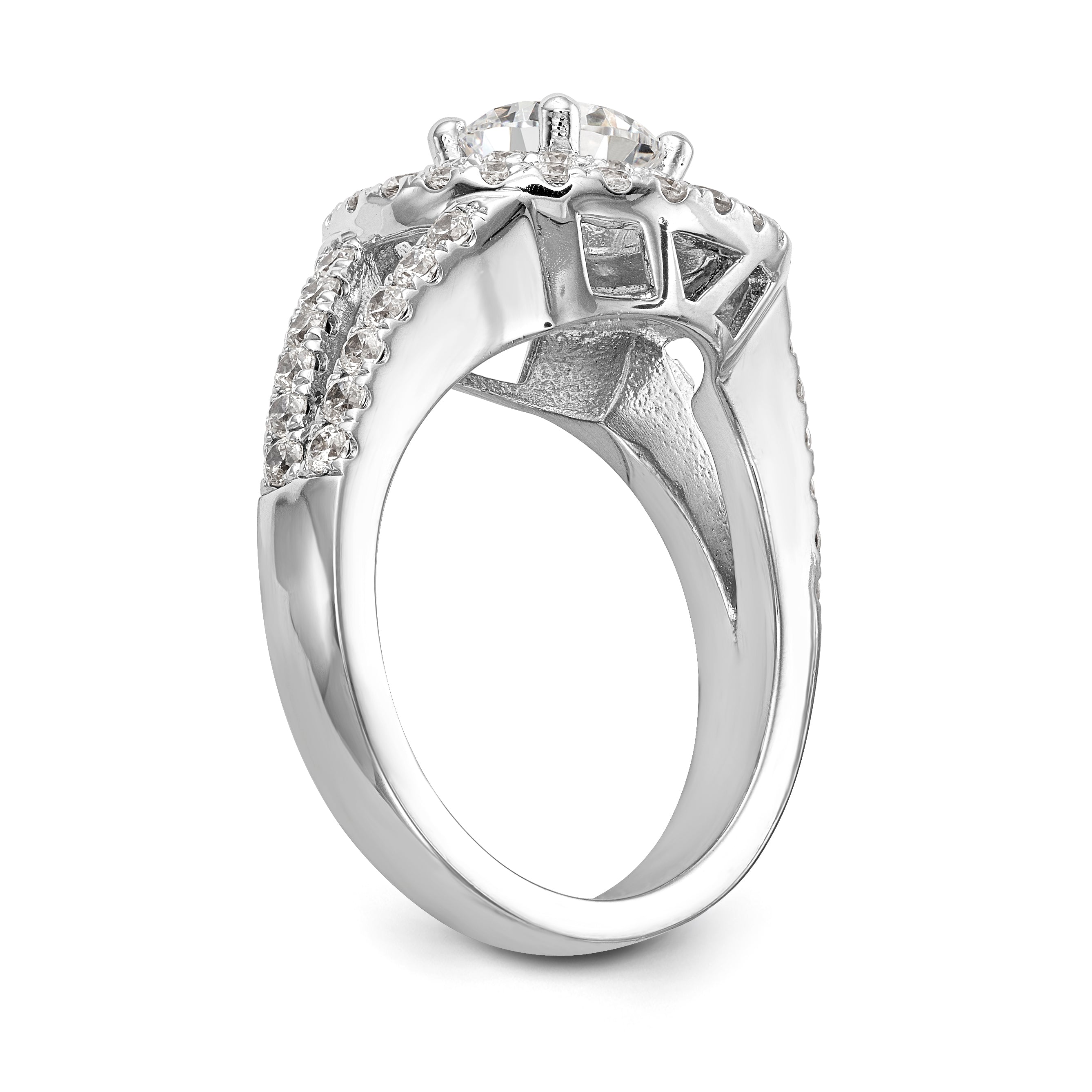 14KW Round Simulated Diamond Double Halo Engagement Ring