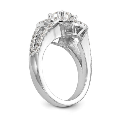 14KW Round Simulated Diamond Double Halo Engagement Ring